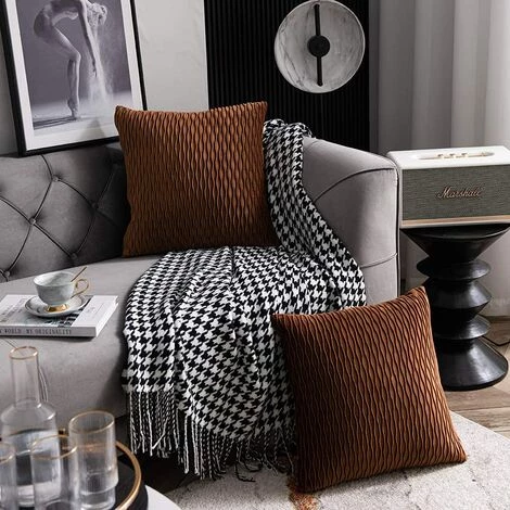 ZOLGINAH Taie D'oreiller Marron Clair: 2 Pack 40cmx40cm Housse De Coussin Décoratif Carré En Velours Rayé Original Pour Canapé De Chambre 3 ZOLGINAH Taie D'oreiller Marron Clair: 2 Pack 40cmx40cm Housse De Coussin Décoratif Carré En Velours Rayé Original Pour Canapé De Chambre – Image 3