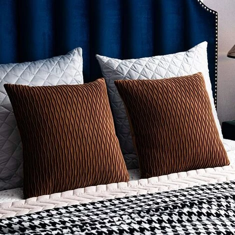 ZOLGINAH Taie D'oreiller Marron Clair: 2 Pack 40cmx40cm Housse De Coussin Décoratif Carré En Velours Rayé Original Pour Canapé De Chambre 4 ZOLGINAH Taie D'oreiller Marron Clair: 2 Pack 40cmx40cm Housse De Coussin Décoratif Carré En Velours Rayé Original Pour Canapé De Chambre – Image 4