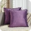 ZOLGINAH Lot De 2 Housses De Coussin Decoration Chambre Doux Carré En Velours Couleur Unie Housses De Canapé Avec Les Ballons Moderne Pour Salon, 50x50cm, Violet