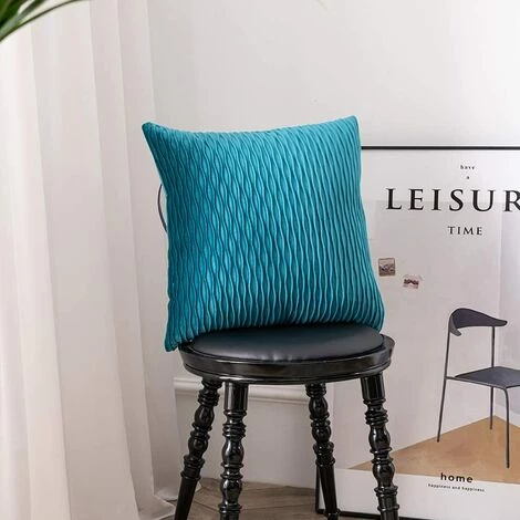 ZOLGINAH Taie D'oreiller Turquoise 40cmx40cm: 2 Pouces De Housse De Coussin Décoratif Carré En Velours Rayé Original Pour Canapé De Chambre 4 ZOLGINAH Taie D'oreiller Turquoise 40cmx40cm: 2 Pouces De Housse De Coussin Décoratif Carré En Velours Rayé Original Pour Canapé De Chambre – Image 4