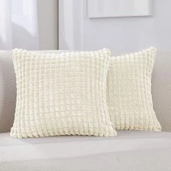 ZOLGINAH Lot De 2 Housse De Coussin, Pour Canapé, Chambre, Lit, Chaise Et Décoration De Particules, Sans Noyau D'oreiller, Design Moderne Et élégant, 55x55CM, Beige, 2Pièces