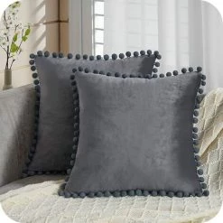 ZOLGINAH Housse Coussin 40x40 Gris Salon Jardin Decoration Chambre Bebe Coussin Canape Fauteuil Relax De Bureau Scandinave Avec Fermeture Eclair Lot De 2 Protege Oreiller En Velours