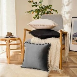 ZOLGINAH Housse Coussin 40x40 Gris Salon Jardin Decoration Chambre Bebe Coussin Canape Fauteuil Relax De Bureau Scandinave Avec Fermeture Eclair Lot De 2 Protege Oreiller En Velours -France Coussin et housse de coussin Soldes Boutique 59345241 5