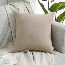 ZOLGINAH Taie Oreiller 65x65 Lot De 2 Housses Coussins Carrés Decoratifs Caramel Pour Gros Coussin Canapé Lit Décoration Chambre Salon Maison Scandinave Uni Chenille Doux Avec Fermeture Elair -France Coussin et housse de coussin Soldes Boutique 59345249 3