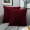ZOLGINAH Housses Coussin En Velours 50x50cm Pour Salon Canapé，Lot De 2 Housses Coussin Carrés De Motif Uni Décoration Chambre, Rouge