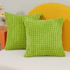ZOLGINAH Housse De Coussin Lot De 2, Pour Décoration De Particules Canapé, Chambre, Lit, Chaise, Sans Noyau D'oreiller, Design Moderne Et élégant, 55x55CM, Vert Clair, 2Pièces
