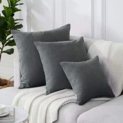 ZOLGINAH Housse Coussin 30x50 Cm Gris Foncé Decoration Chambre Salon Maison Enfant Lot De 2 Taies Doreiller Avec Fermeture Eclair Pour Coussin De Fauteuil Bureau Scandinave En Chenille Doux -France Coussin et housse de coussin Soldes Boutique 59345754 3