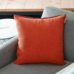 ZOLGINAH Lot De 2 Housse De Coussin 45x45cm Décoratif Canapé En Chenille Housses Coussin Decoration Chambre Carré Couleur Uni Pour Chaise,Voiture,Bureau, Orange-Rouge -France Coussin et housse de coussin Soldes Boutique 59345759 4