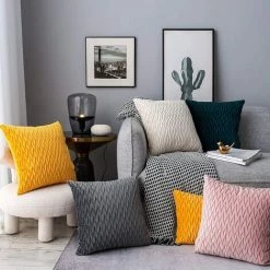 ZOLGINAH Housses Coussin En Velours 45x45cm Pour Salon Canapé，Lot De 2 Housses Coussin Carrés De Motif Uni Décoration Chambre, Rose -France Coussin et housse de coussin Soldes Boutique 59345761 5