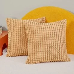 ZOLGINAH Housse De Coussin Lot De 2, Pour Décoration De Particules Canapé, Chambre, Lit, Chaise, Sans Noyau D'oreiller, Design Moderne Et élégant, 60x60CM, Brun Clair, 2Pièces