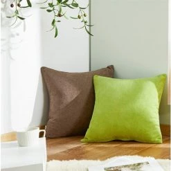 ZOLGINAH Lot De 2 Housse De Coussin 50x50cm Décoratif Canapé En Chenille Housses Coussin Decoration Chambre Carré Couleur Uni Pour Chaise,Voiture,Bureau, Noisette -France Coussin et housse de coussin Soldes Boutique 59346273 4