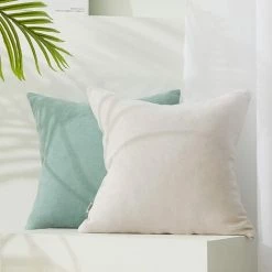 ZOLGINAH Housse Coussin 40x40 Beige Lot De 2 Housse De Coussin Canapé 40 X 40 Carré En Chenille Doux Decoration Salon Maison Chambre Bebe Ado Aesthetic Room Decor Pour Fauteuil Scandinave -France Coussin et housse de coussin Soldes Boutique 59346277 5