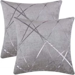 ZOLGINAH Housse De Coussin 60x60cm Canapé En Velours Décoration Chambre Taie D'oreiller Sofa Salon 2 Pièces Gris Argenté