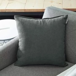 ZOLGINAH Lot De 2 Housse De Coussin 35x35cm Décoratif Canapé En Chenille Housses Coussin Decoration Chambre Carré Couleur Uni Pour Chaise,Voiture,Bureau, Gris Noir -France Coussin et housse de coussin Soldes Boutique 59346361 4