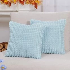 ZOLGINAH Lot De 2 Housse De Coussin, Pour Décoration De Particules Canapé, Chambre, Lit, Chaise, Sans Noyau D'oreiller, Design Moderne Et élégant, 45x45CM, Bleu Clair, 2Pièces