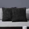 ZOLGINAH Lot De 2 Housse De Coussin, Pour Canapé, Chambre, Lit, Chaise Et Décoration De Particules, Sans Noyau D'oreiller, Design Moderne Et élégant, 50x50CM, Noir, 2Pièces