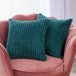 ZOLGINAH Lot De 2 Housse De Coussin, Pour Canapé, Chambre, Lit, Chaise Et Décoration De Particules, Sans Noyau D'oreiller, Design Moderne Et élégant, 45x45CM, Bleu Vert, 2Pièces