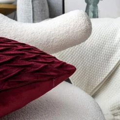 ZOLGINAH Housses Coussin En Velours 40x40cm Pour Salon Canapé，Lot De 2 Housses Coussin Carrés De Motif Uni Décoration Chambre, Rouge -France Coussin et housse de coussin Soldes Boutique 59346785 3