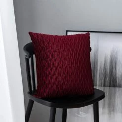 ZOLGINAH Housses Coussin En Velours 40x40cm Pour Salon Canapé，Lot De 2 Housses Coussin Carrés De Motif Uni Décoration Chambre, Rouge -France Coussin et housse de coussin Soldes Boutique 59346785 5