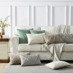 ZOLGINAH Housses De Coussin En Velours Housses D'oreiller Carrées Décoratives Pour Canapé Chambre Salon 55x55 CM Lot De 2 Violet -France Coussin et housse de coussin Soldes Boutique 59346789 3