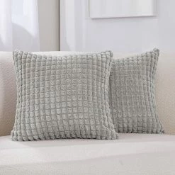 ZOLGINAH Housse De Coussin Lot De 2, Pour Canapé, Chambre, Lit, Chaise Et Décoration De Particules, Sans Noyau D'oreiller, Design Moderne Et élégant, 40x40CM, Gris Clair, 2Pièces