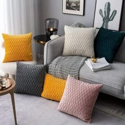 ZOLGINAH Housses Coussin En Velours 40x40cm Pour Salon Canapé，Lot De 2 Housses Coussin Carrés De Motif Uni Décoration Chambre, Gris -France Coussin et housse de coussin Soldes Boutique 59346863 5