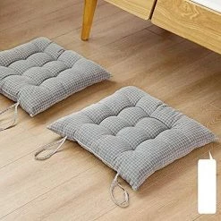 TRIOMPHE Galettes De Chaise 38x38x2 Cm Avec Liens , Universel Coussin Chaise Jardin Housse En Linge De Coton, Facile à Nettoyer, Bureau Tatami Pour Intérieur Extérieur Coussin Jardin Cuisine，T-Audace -France Coussin et housse de coussin Soldes Boutique 59401127 5