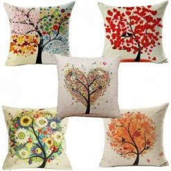 LTS FAFA Lot De 5 (45 X 45 Cm) Housse De Coussin En Lin Et Coton Doux