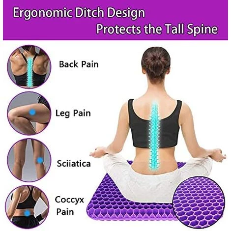 TINOR Coccyx De Siège Orthopédique Coussin Gel Coussin Ergonomique Pour Bureau Voiture Fauteuil Roulant 2 TINOR Coccyx De Siège Orthopédique Coussin Gel Coussin Ergonomique Pour Bureau Voiture Fauteuil Roulant – Image 2