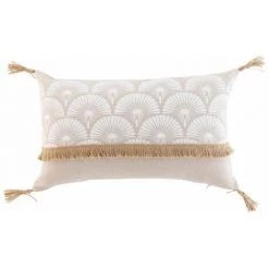 Paris Prix - Coussin Déco Imprimé "bahina" 30x50cm Blanc