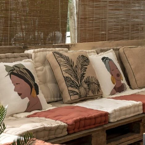 FALSE Coussin Extérieur Sol Carré En Jute 40 Cm - Beige - SILUMEN 2 FALSE Coussin Extérieur Sol Carré En Jute 40 Cm - Beige - SILUMEN – Image 2