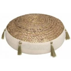 FALSE Coussin Extérieur Sol Jute Rond 38 Cm - Beige - SILUMEN