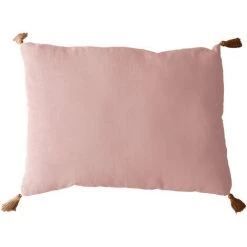 HOMEMAISON Coussin Avec Pompons En Jute Vieux Rose 50 X 70 Cm - Vieux Rose