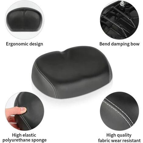 BEARSU Selle De Vélo Rembourrée, PU Sans Nez Large Remplacement Confortable Coussin De Siège De Vélo Sans Pression Avec Double Arc De Suspension De Suspension Pour Vélo De Route/Montagne/Pliant 2 BEARSU Selle De Vélo Rembourrée, PU Sans Nez Large Remplacement Confortable Coussin De Siège De Vélo Sans Pression Avec Double Arc De Suspension De Suspension Pour Vélo De Route/Montagne/Pliant – Image 2