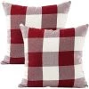 LangRay Housse De Coussin Treillis Géométrique D'oreiller Pour Canapé Maison Salon Chambre Décoration D'intérieur, 45x45cm, Ensemble De 2 Pièces(Blanc Rouge|2 Pièces)