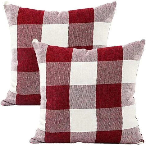LangRay Housse De Coussin Treillis Géométrique D'oreiller Pour Canapé Maison Salon Chambre Décoration D'intérieur, 45x45cm, Ensemble De 2 Pièces(Blanc Rouge|2 Pièces) 1 LangRay Housse De Coussin Treillis Géométrique D'oreiller Pour Canapé Maison Salon Chambre Décoration D'intérieur, 45x45cm, Ensemble De 2 Pièces(Blanc Rouge|2 Pièces)