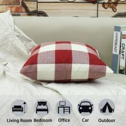 LangRay Housse De Coussin Treillis Géométrique D'oreiller Pour Canapé Maison Salon Chambre Décoration D'intérieur, 45x45cm, Ensemble De 2 Pièces(Blanc Rouge|2 Pièces) 7 LangRay Housse De Coussin Treillis Géométrique D'oreiller Pour Canapé Maison Salon Chambre Décoration D'intérieur, 45x45cm, Ensemble De 2 Pièces(Blanc Rouge|2 Pièces) -France Coussin et housse de coussin Soldes Boutique 59916079 3