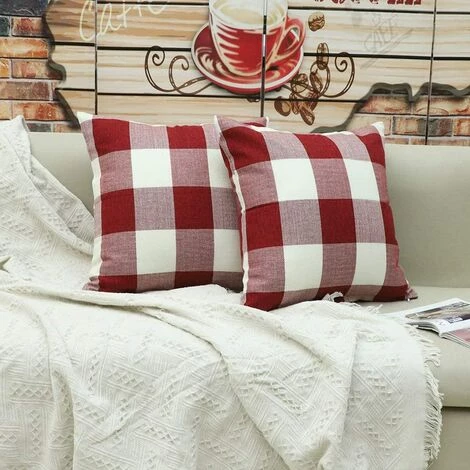 LangRay Housse De Coussin Treillis Géométrique D'oreiller Pour Canapé Maison Salon Chambre Décoration D'intérieur, 45x45cm, Ensemble De 2 Pièces(Blanc Rouge|2 Pièces) 5 LangRay Housse De Coussin Treillis Géométrique D'oreiller Pour Canapé Maison Salon Chambre Décoration D'intérieur, 45x45cm, Ensemble De 2 Pièces(Blanc Rouge|2 Pièces) – Image 5