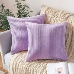 LangRay Housse De Coussin En Velours Décoratif Taie D'oreiller Douce Sofa Salon Canapé Lot De 2 45x45cm Violet