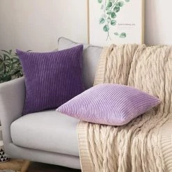 LangRay Housse De Coussin En Velours Décoratif Taie D'oreiller Douce Sofa Salon Canapé Lot De 2 45x45cm Violet 9 LangRay Housse De Coussin En Velours Décoratif Taie D'oreiller Douce Sofa Salon Canapé Lot De 2 45x45cm Violet -France Coussin et housse de coussin Soldes Boutique 59916158 5