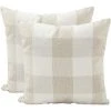 LangRay Housse De Coussin Treillis Géométrique D'oreiller Pour Canapé Maison Salon Chambre Décoration D'intérieur, 45x45cm, Ensemble De 2 Pièces(Beige Blanc|2 Pièces)