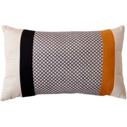 HOMEMAISON Coussin Rectangulaire En Velours Vintage 30 X 50 Cm Noir - 30 X 50 Cm