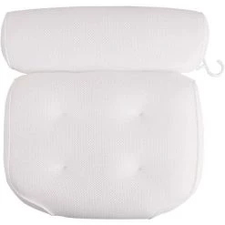 PERLE RARE Tapis De Bain Oreiller De Bain Avec 4 Grandes Ventouses Pour Le Soutien De La Tête, Du Dos Et Des épaules, Adapté à Toutes Les BaignoiresBlanc