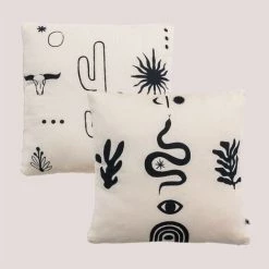 Lot De 2 Housses De Coussin Carrées En Coton (45x45 Cm) Zaire SKLUM Coton - Beige