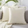 DENUOTOP Housses De Coussin 2 Pcs Housse De Coussin En Velours Taie D'oreiller Decorative Taie D'oreiller Boule De Fourrure De Couleur Pure Super Doux Maison Salon Chambre Pour Canapé Taie D'oreiller (Blanc)