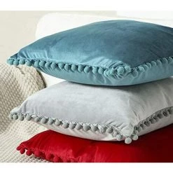 DENUOTOP Housses De Coussin 2 Pcs Housse De Coussin En Velours Taie D'oreiller Decorative Taie D'oreiller Boule De Fourrure De Couleur Pure Super Doux Maison Salon Chambre Pour Canapé Taie D'oreiller (Rose Clair) -France Coussin et housse de coussin Soldes Boutique 60004467 4