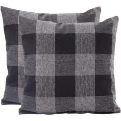 DENUOTOP Housses De Coussin Housse De Coussin Treillis Géométrique D'oreiller Pour Canapé Maison Salon Chambre Décoration D'intérieur, 45x45cm, Ensemble De 2 Pièces(Gris Noir|2 Pièces)