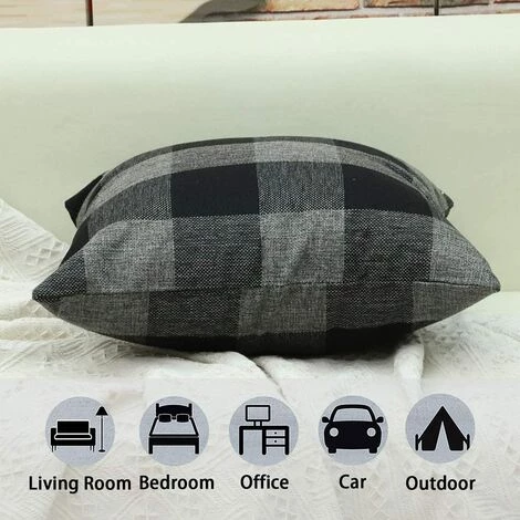 DENUOTOP Housses De Coussin Housse De Coussin Treillis Géométrique D'oreiller Pour Canapé Maison Salon Chambre Décoration D'intérieur, 45x45cm, Ensemble De 2 Pièces(Gris Noir|2 Pièces) 3 DENUOTOP Housses De Coussin Housse De Coussin Treillis Géométrique D'oreiller Pour Canapé Maison Salon Chambre Décoration D'intérieur, 45x45cm, Ensemble De 2 Pièces(Gris Noir|2 Pièces) – Image 3