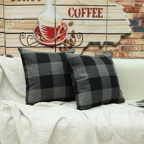 DENUOTOP Housses De Coussin Housse De Coussin Treillis Géométrique D'oreiller Pour Canapé Maison Salon Chambre Décoration D'intérieur, 45x45cm, Ensemble De 2 Pièces(Gris Noir|2 Pièces) 5 DENUOTOP Housses De Coussin Housse De Coussin Treillis Géométrique D'oreiller Pour Canapé Maison Salon Chambre Décoration D'intérieur, 45x45cm, Ensemble De 2 Pièces(Gris Noir|2 Pièces) – Image 5
