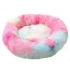 DENUOTOP Coussins Panier De Chat Rond En Peluche Pour Animal Chats Et Petits Chiens Coussin Pour Lit De Chat Lit Donut Chien Convient Nest Sofa XH062 (Diameter:60, Colorful Pink)
